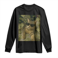Funny Smoking Cat Selfie Meme Long Sleeve Shirt Gen Z Joke - Wonder Print Shop