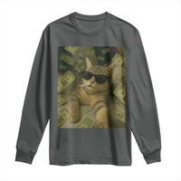 Funny Smoking Cat Selfie Meme Long Sleeve Shirt Gen Z Joke - Wonder Print Shop
