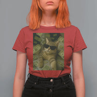 Funny Smoking Cat Selfie Meme T Shirt For Women Gen Z Joke - Wonder Print Shop