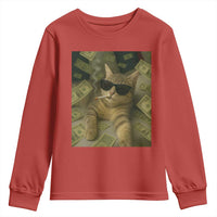 Funny Smoking Cat Selfie Meme Youth Sweatshirt Gen Z Joke - Wonder Print Shop