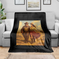 Cowboy Bigfoot Throw Blanket Funny Sasquatch Dancing Cowgirl Western Country - Wonder Print Shop