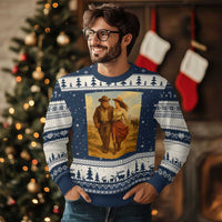Cowboy Bigfoot Ugly Christmas Sweater Funny Sasquatch Dancing Cowgirl Western Country - Wonder Print Shop