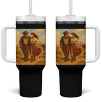Cowboy Bigfoot Tumbler With Handle Funny Sasquatch Dancing Cowgirl Western Country - Wonder Print Shop