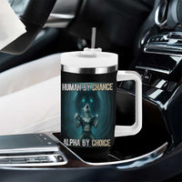 Funny Alpha Wolf Meme Tumbler With Handle Human By Chance Alpha By Choice - Wonder Print Shop