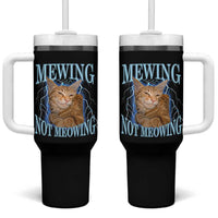 Mewing Not Meowing Tumbler With Handle Funny Cat Meme - Wonder Print Shop