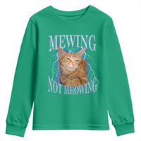 Mewing Not Meowing Youth Sweatshirt Funny Cat Meme - Wonder Print Shop