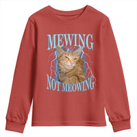 Mewing Not Meowing Youth Sweatshirt Funny Cat Meme - Wonder Print Shop