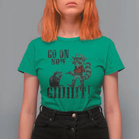 Funny Cowboy Raccoon Opossum T Shirt For Women Go On Now Git - Wonder Print Shop