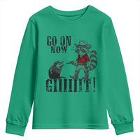 Funny Cowboy Raccoon Opossum Youth Sweatshirt Go On Now Git - Wonder Print Shop