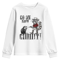 Funny Cowboy Raccoon Opossum Youth Sweatshirt Go On Now Git - Wonder Print Shop