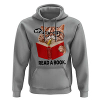 Funny Cat Reading Hoodie Book Lover - Wonder Print Shop