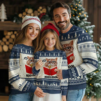 Funny Cat Reading Ugly Christmas Sweater Book Lover - Wonder Print Shop