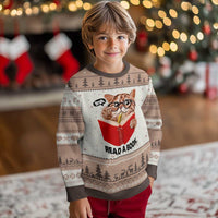 Funny Cat Reading Ugly Christmas Sweater Book Lover - Wonder Print Shop