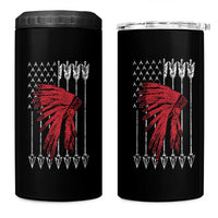 Native American Teepee American Flag 4 in 1 Can Cooler Tumbler