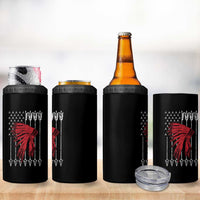 Native American Teepee American Flag 4 in 1 Can Cooler Tumbler