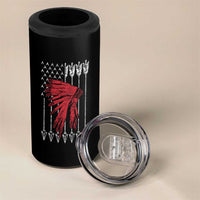 Native American Teepee American Flag 4 in 1 Can Cooler Tumbler