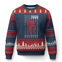 Native American Teepee American Flag Ugly Christmas Sweater