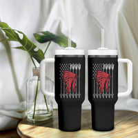 Native American Teepee American Flag Tumbler With Handle