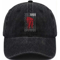 Native American Teepee American Flag Washed Cotton Baseball Cap