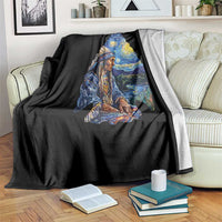Native American Arrowhead Hunter Starry Night Throw Blanket