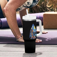 Native American Arrowhead Hunter Starry Night Tumbler With Handle