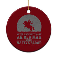 Never Underestimate An Old Man Native American Warrior Ceramic Ornament