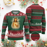 Jesus Christian Xmas Ugly Christmas Sweater Cross Bible Verse Inspirational - Wonder Print Shop