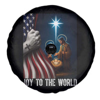 Jesus Christian Spare Tire Cover American Flag Joy To The World Christmas - Wonder Print Shop