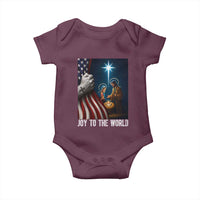 Jesus Christian Baby Onesie American Flag Joy To The World Christmas - Wonder Print Shop