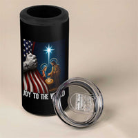 Jesus Christian 4 in 1 Can Cooler Tumbler American Flag Joy To The World Christmas - Wonder Print Shop