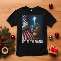 Jesus Christian T Shirt American Flag Joy To The World Christmas - Wonder Print Shop