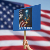 Jesus Christian Protest Sign American Flag Joy To The World Christmas - Wonder Print Shop