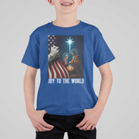 Jesus Christian T Shirt For Kid American Flag Joy To The World Christmas - Wonder Print Shop