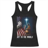 Jesus Christian Racerback Tank Top American Flag Joy To The World Christmas - Wonder Print Shop