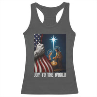 Jesus Christian Racerback Tank Top American Flag Joy To The World Christmas - Wonder Print Shop