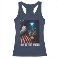 Jesus Christian Racerback Tank Top American Flag Joy To The World Christmas - Wonder Print Shop