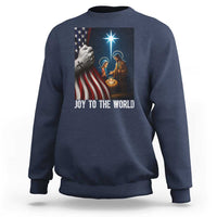 Jesus Christian Sweatshirt American Flag Joy To The World Christmas - Wonder Print Shop