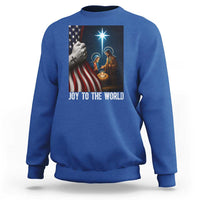 Jesus Christian Sweatshirt American Flag Joy To The World Christmas - Wonder Print Shop