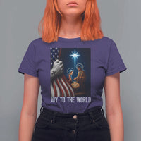 Jesus Christian T Shirt For Women American Flag Joy To The World Christmas - Wonder Print Shop