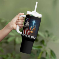 Jesus Christian Tumbler With Handle American Flag Joy To The World Christmas - Wonder Print Shop
