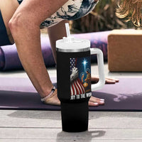 Jesus Christian Tumbler With Handle American Flag Joy To The World Christmas - Wonder Print Shop