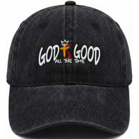 Jesus Christian Washed Cotton Baseball Cap God Is Good All The Time