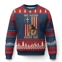 Jesus Christian Ugly Christmas Sweater One Nation Under God - Wonder Print Shop