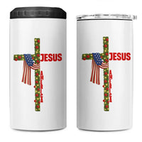 Jesus Patriotic Christmas 4 in 1 Can Cooler Tumbler Loves Jesus And America Too - Wonder Print Shop