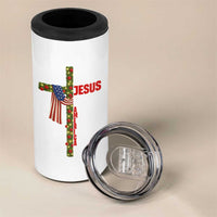 Jesus Patriotic Christmas 4 in 1 Can Cooler Tumbler Loves Jesus And America Too - Wonder Print Shop