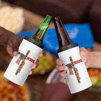 Jesus Patriotic Christmas 4 in 1 Can Cooler Tumbler Loves Jesus And America Too - Wonder Print Shop