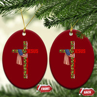 Jesus Patriotic Xmas Ceramic Ornament Loves Jesus And America Too - Wonder Print Shop