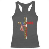 Jesus Patriotic Christmas Racerback Tank Top Loves Jesus And America Too - Wonder Print Shop
