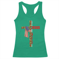 Jesus Patriotic Christmas Racerback Tank Top Loves Jesus And America Too - Wonder Print Shop