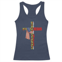Jesus Patriotic Christmas Racerback Tank Top Loves Jesus And America Too - Wonder Print Shop